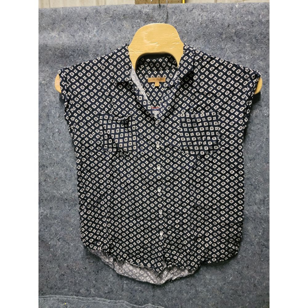 Jachs Girlfriend Womens Square Box Dark Black Button Top XL w/‎ Pockets